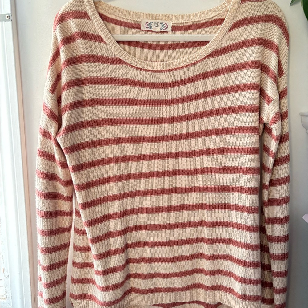 Striped Cream and Pink Sweater